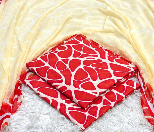 Maple Leaf — 3-Piece Unstitched Chiffon Dupatta Suit