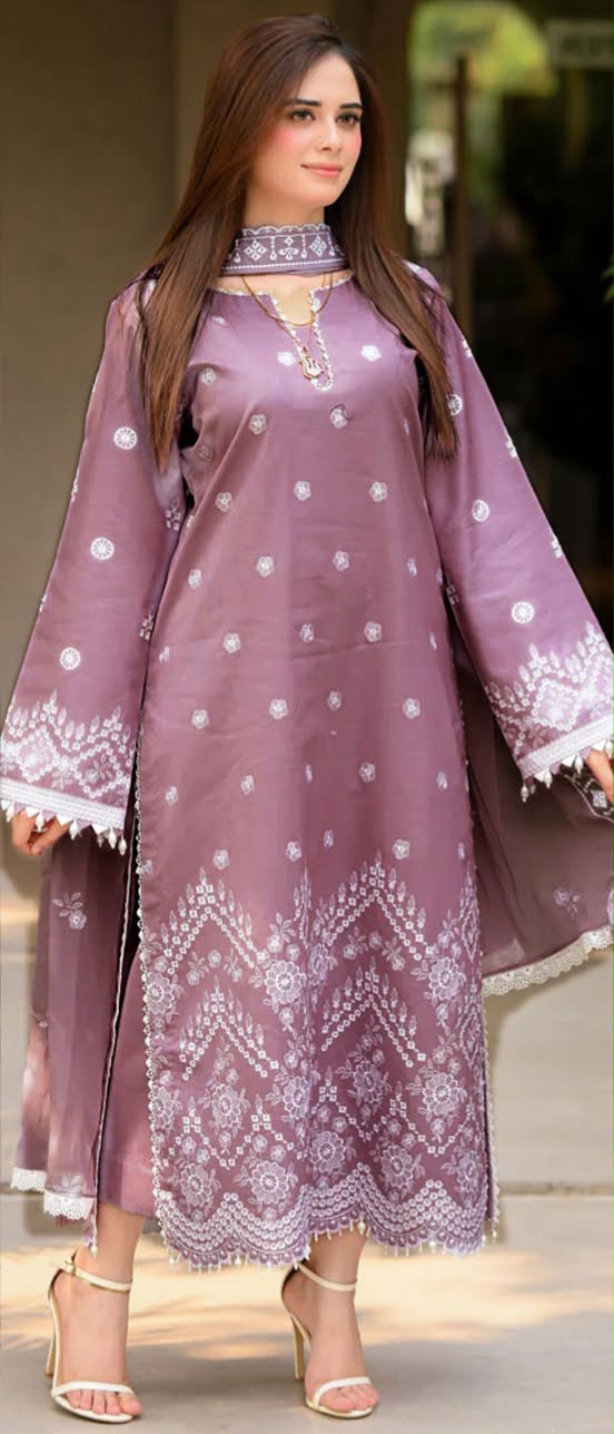 Mauve Luxury 3PC Unstitched Suit