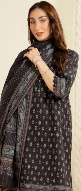 Black Block Print — 3-Piece Unstitched Lawn Suit