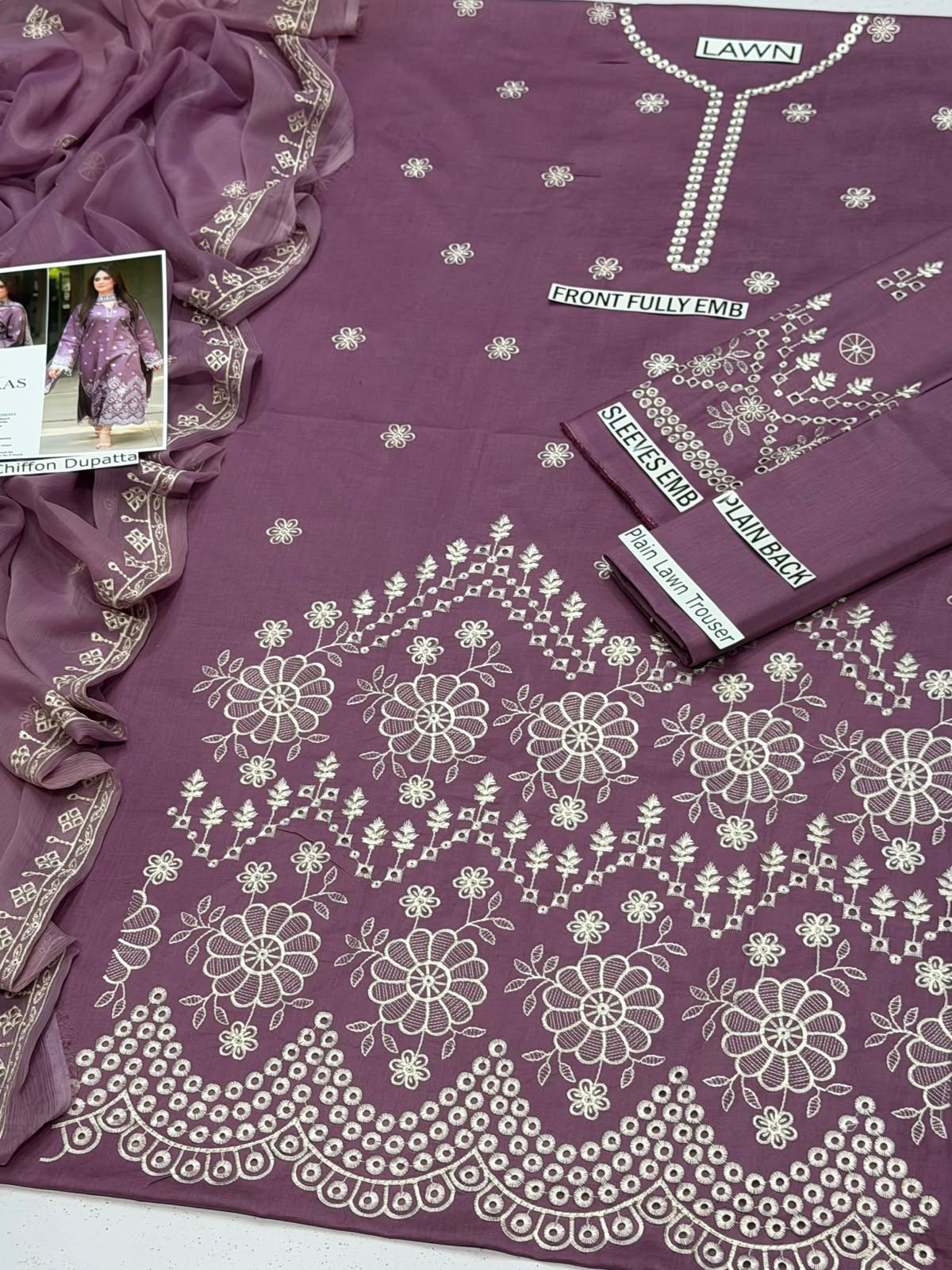 Mauve Luxury 3PC Unstitched Suit