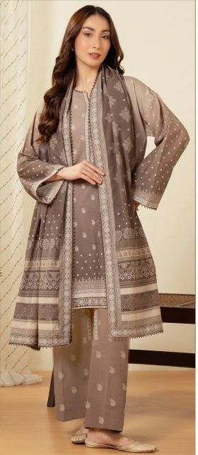 Taupe Grey — 3-Piece Digital Printed Unstitched Suit