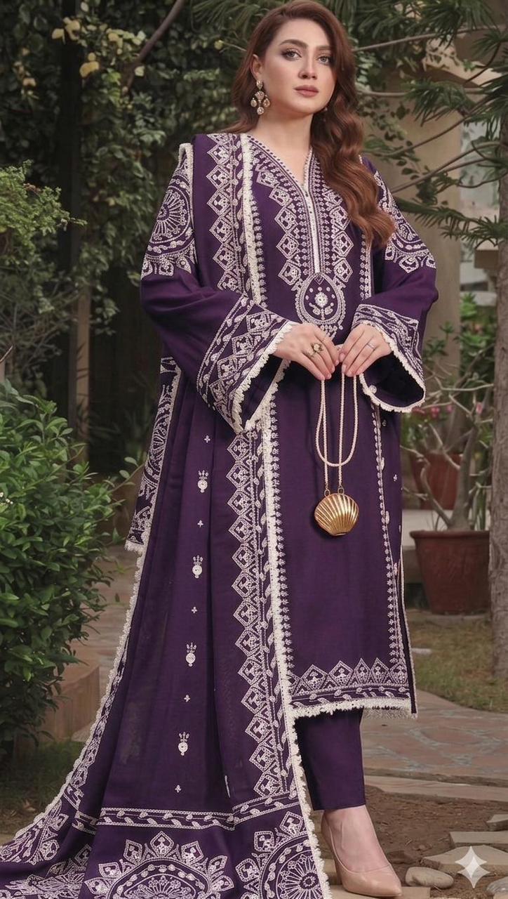 Royal Purple Luxury Lawn — 3-Piece Unstitched Embroidered Suit
