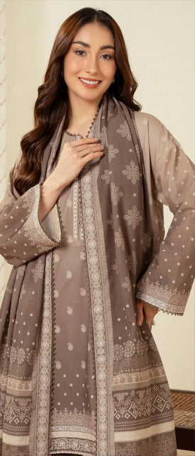 Taupe Grey — 3-Piece Digital Printed Unstitched Suit