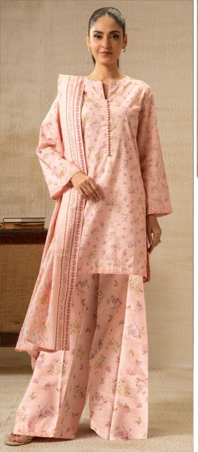 Baby Pink Floral — 3-Piece Unstitched Lawn Suit