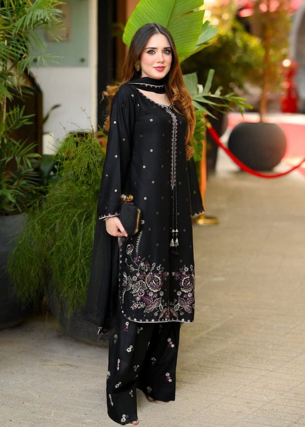Midnight Bloom — 3-Piece Unstitched Farshi Suit