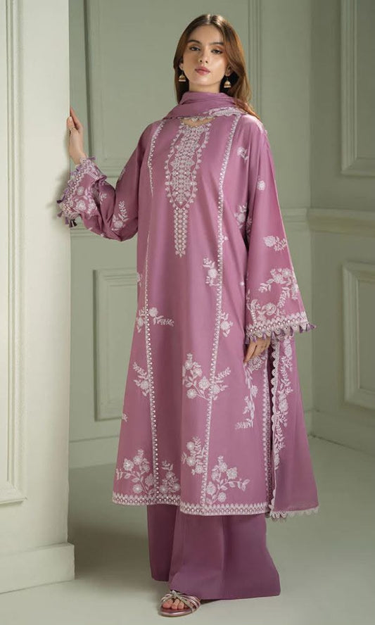 Mauve Dream — 3-Piece Unstitched Embroidered Lawn Suit