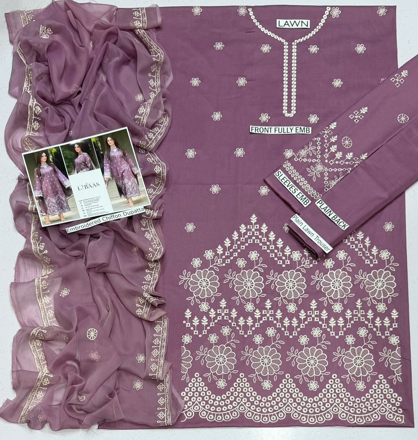 Mauve Luxury 3PC Unstitched Suit