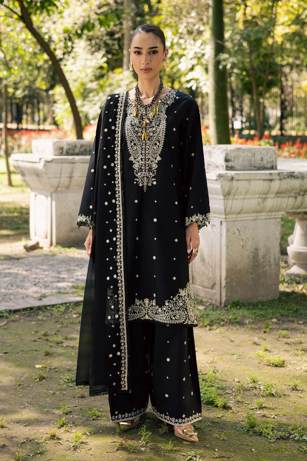 Black Luxury Embroidered — 3-Piece Unstitched Lawn Suit
