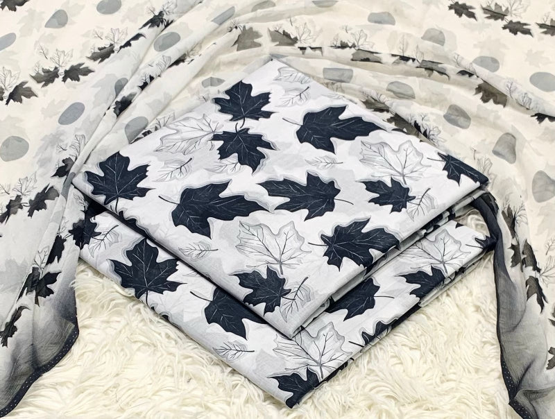 Maple Leaf — 3-Piece Unstitched Chiffon Dupatta Suit