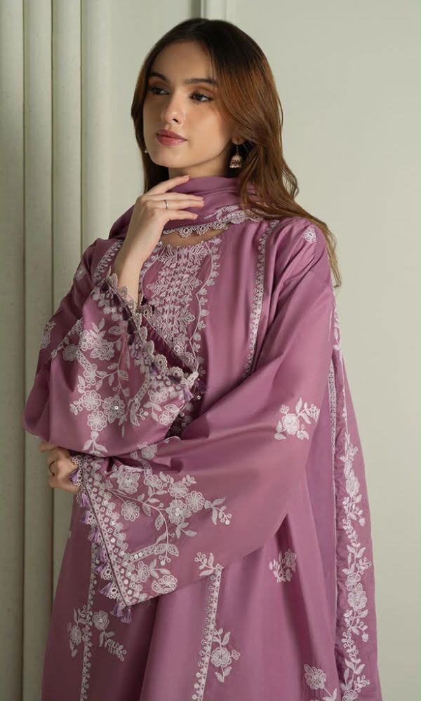 Mauve Dream — 3-Piece Unstitched Embroidered Lawn Suit